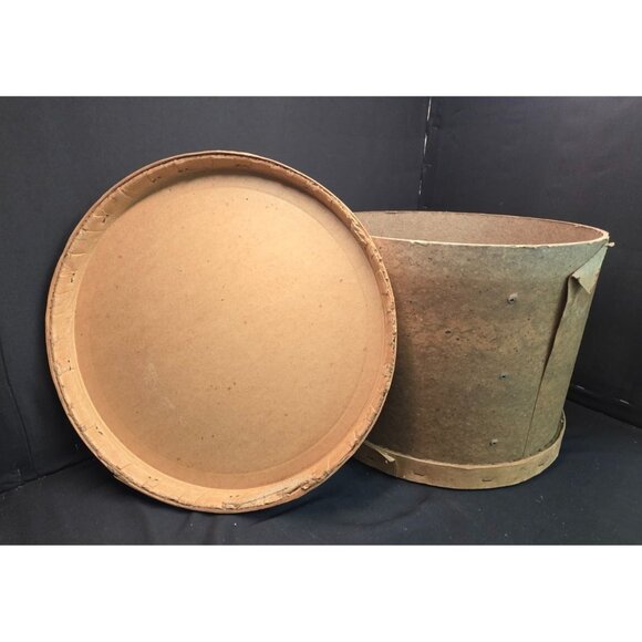 Large Primitive Vintage Wooden Cheese Box with Lid Country Rustic Decor - Picture 8 of 12